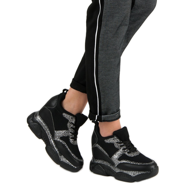 Baskets VICES avec brocart le noir 1