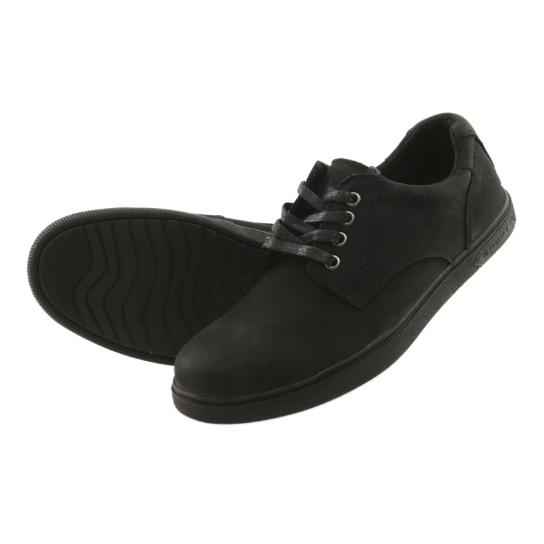 American Club Chaussures en cuir des hommes en noir 4