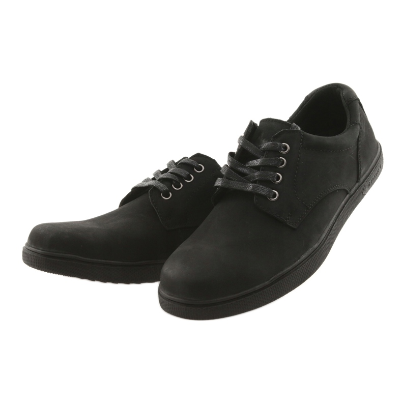 American Club Chaussures en cuir des hommes en noir le noir 3
