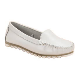 Filippo Mocassins en cuir gris clair blanche 1