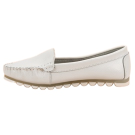 Filippo Mocassins en cuir gris clair blanche 2