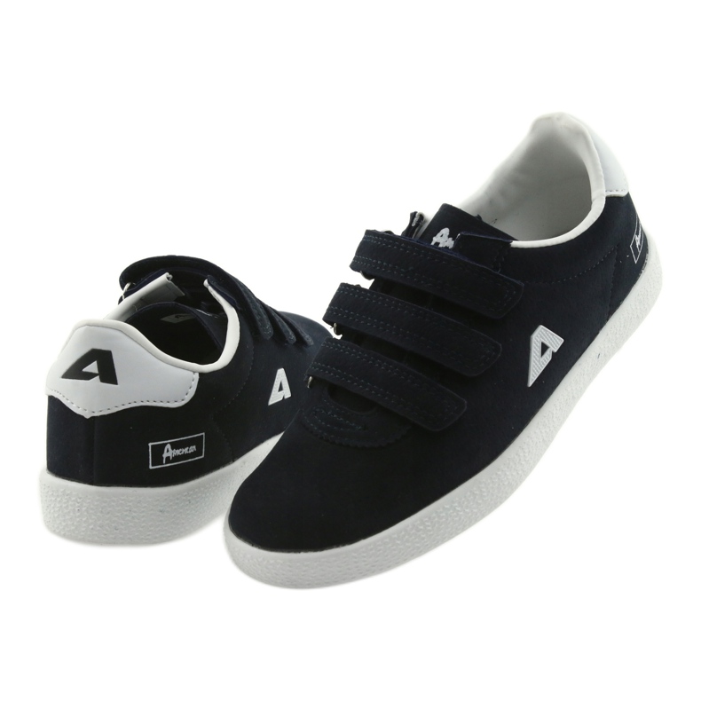 Chaussures de sport insert cuir American Club BS06 blanc bleu marine 4