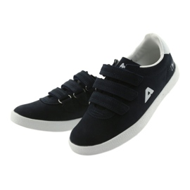 Chaussures de sport insert cuir American Club BS06 blanc bleu marine 3