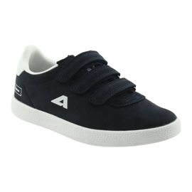 Chaussures de sport insert cuir American Club BS06 blanche bleu marin 1