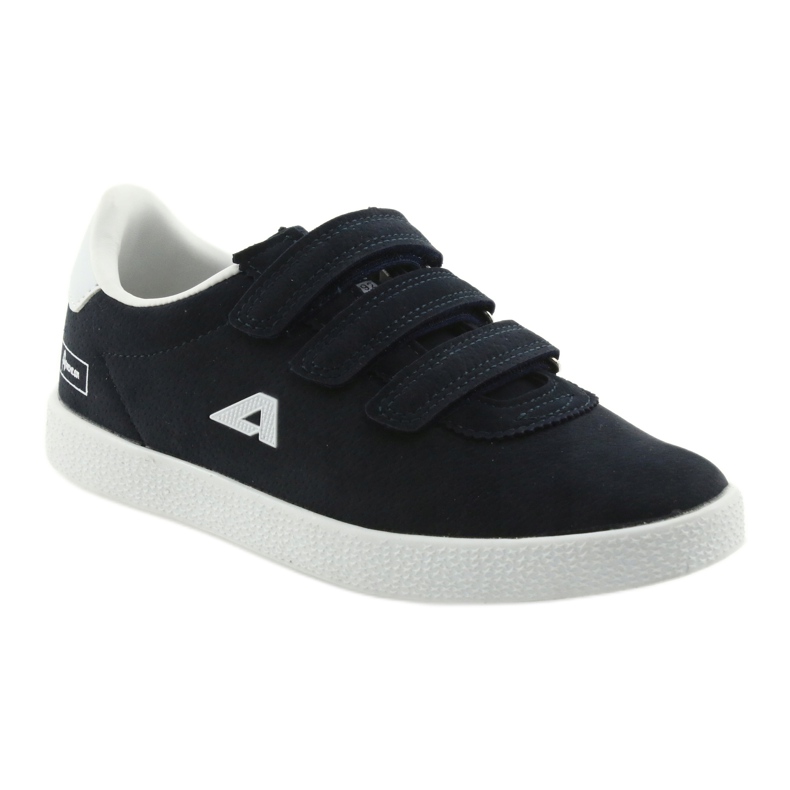 Chaussures de sport insert cuir American Club BS06 blanc bleu marine 1