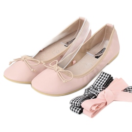 Ballerines à double ruban 1193 Rose 1