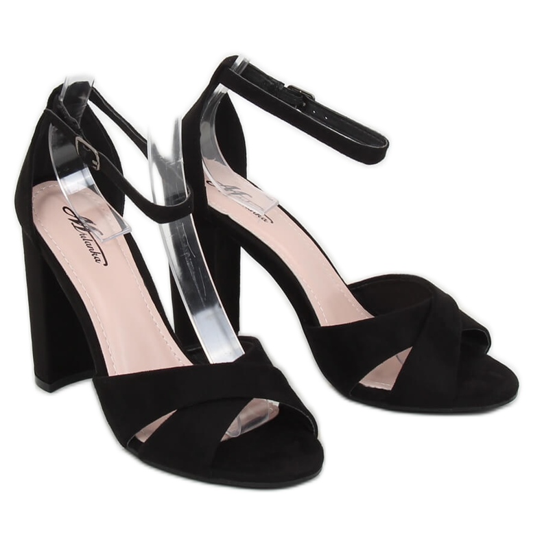 Sandales noires sur le poteau 369-34 Noir 1