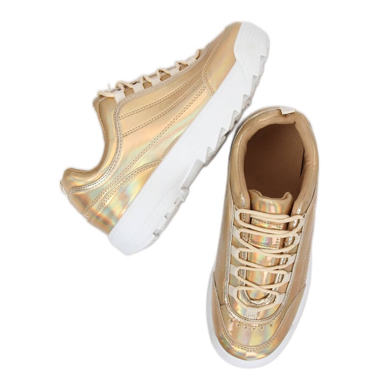 Chaussures de sport holographiques dorées 82017 Or 1