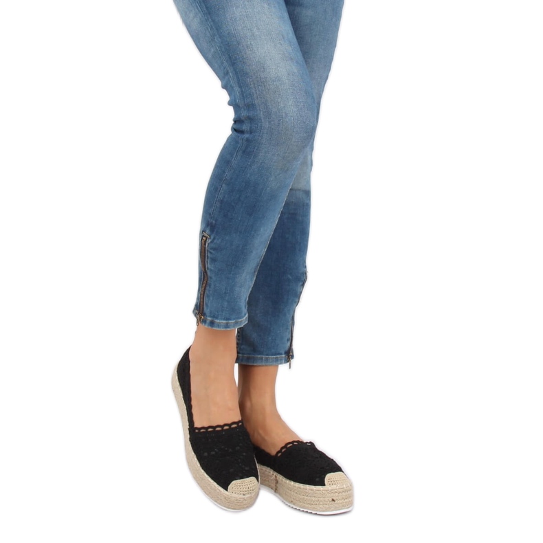 Espadrilles noires en dentelle A8692 Noir le noir 1