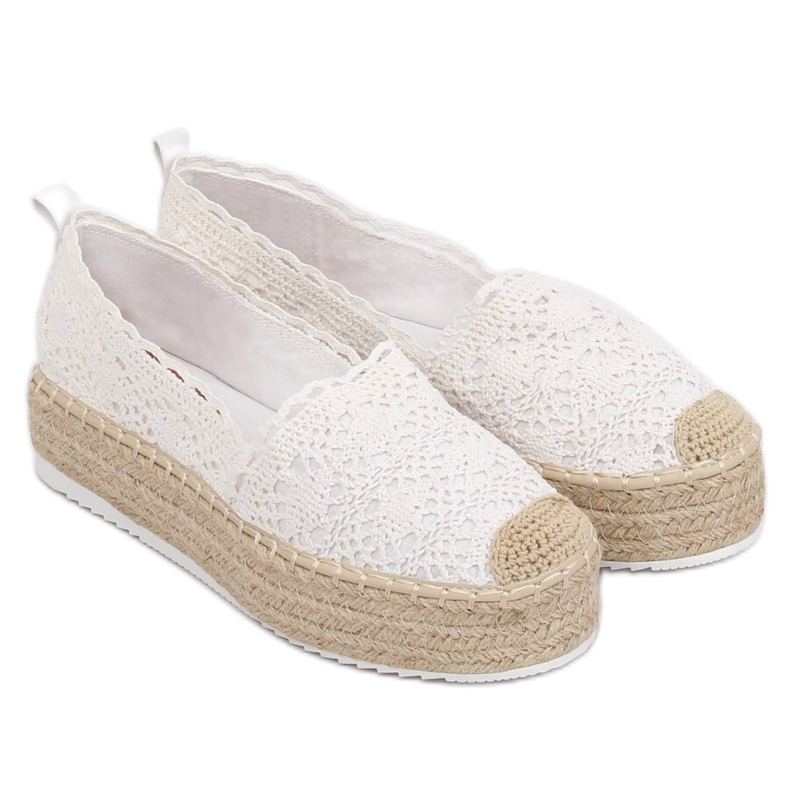 Espadrilles blanches en dentelle A8692 Blanc 2