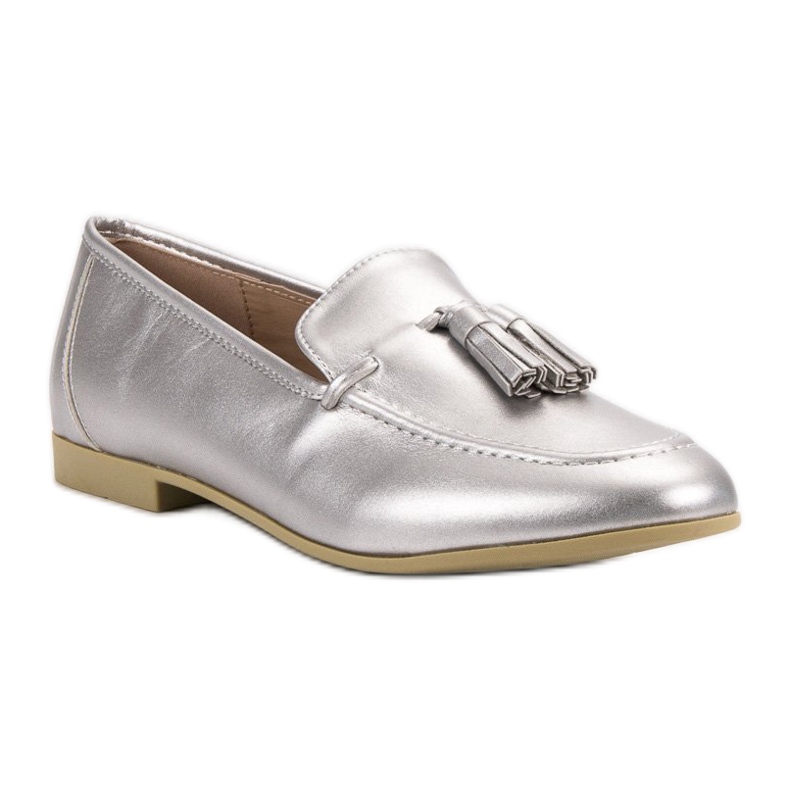 Mocassins en argent à franges VICES gris 1 Mocassins en argent à franges VICES gris 1