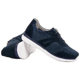 Filippo Chaussures de sport en cuir bleu marine 1