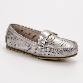 Kylie Mocassins brillants gris 1