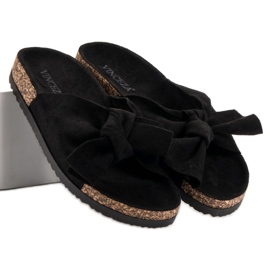 Pantoufles VINCEZA avec nœud le noir 1 Pantoufles VINCEZA avec nœud le noir 1