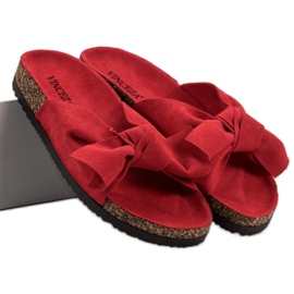 Pantoufles VINCEZA avec nœud rouge 2
