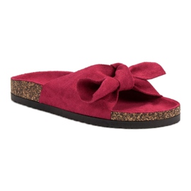 Pantoufles VINCEZA avec nœud rose 1