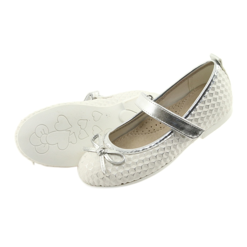 Ballerines velcro American Club GC16 blanche gris 4