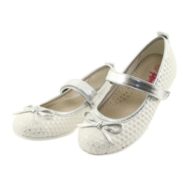 Ballerines velcro American Club GC16 blanche gris 3