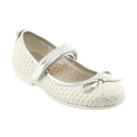 Ballerines velcro American Club GC16 blanche gris 1