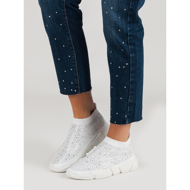 Chaussures de sport en textile avec cristaux blanc 2