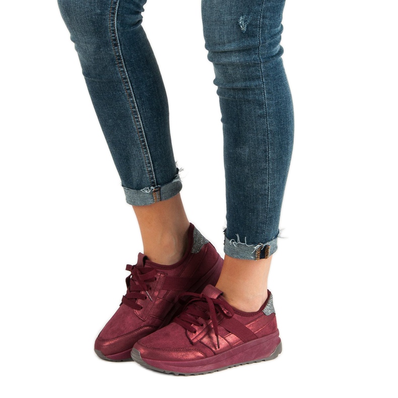 Ideal Shoes Chaussures de sport à enfiler rouge 1