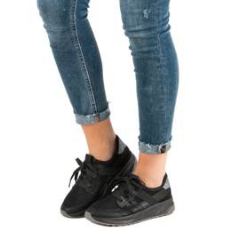 Ideal Shoes Chaussures de sport à enfiler le noir 1