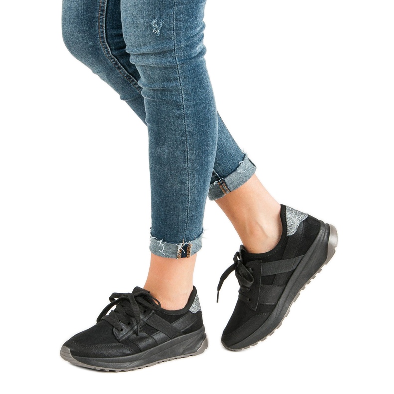 Ideal Shoes Chaussures de sport à enfiler le noir 2