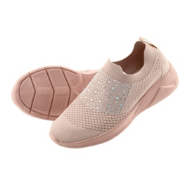 American Club Amérique AD05 Chaussures de sport féminines roses avec des zircons 4