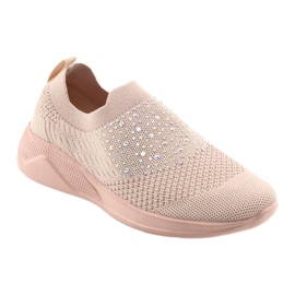 American Club Amérique AD05 Chaussures de sport féminines roses avec des zircons 1