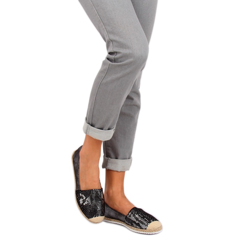 Espadrilles noires en peau de serpent 68-64 Noir 2