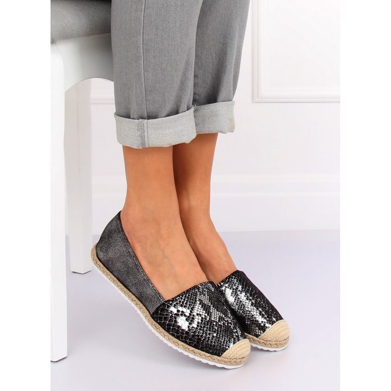 Espadrilles noires en peau de serpent 68-64 Noir 1