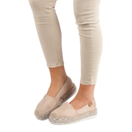 Forever Folie Espadrilles Beiges Sur La Plateforme 1