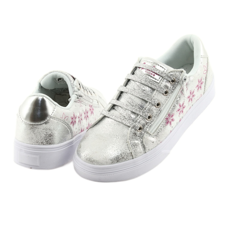 Claquettes argentées American Club ES13 pour filles sportives blanc gris rose 4