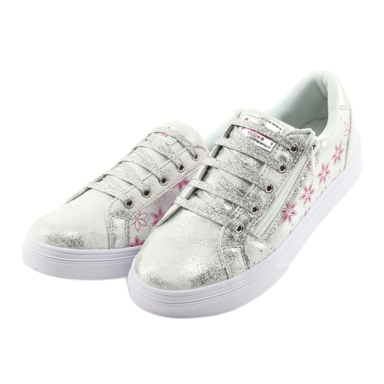 Claquettes argentées American Club ES13 pour filles sportives blanc gris rose 3
