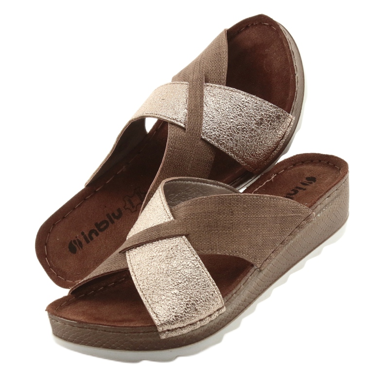 Chaussons KOMFORT INBLU GX006 marron / or beige d'or 5 Chaussons KOMFORT INBLU GX006 marron / or beige d'or 5