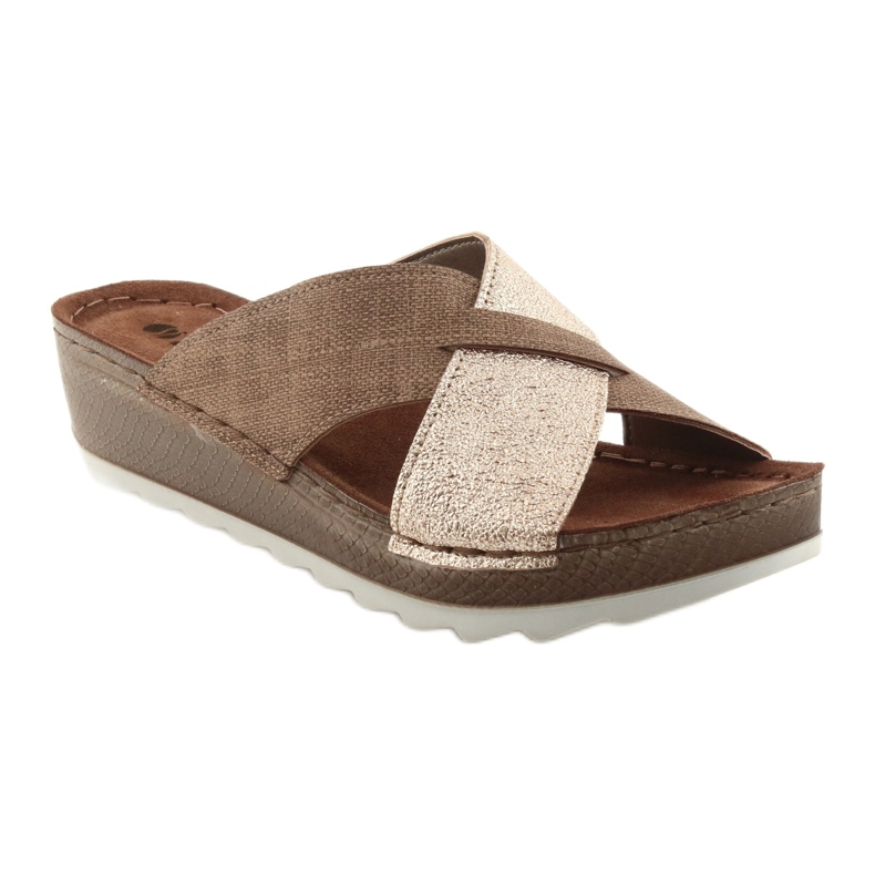 Chaussons KOMFORT INBLU GX006 marron / or beige doré 1