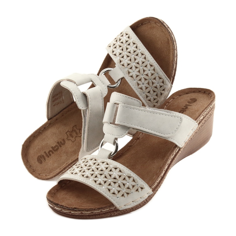 Chaussons velcro à sequins beiges Inblu NA03 5