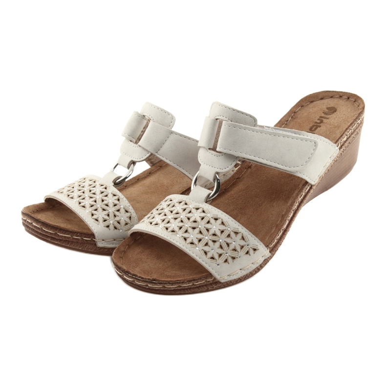 Chaussons velcro à sequins beiges Inblu NA03 3