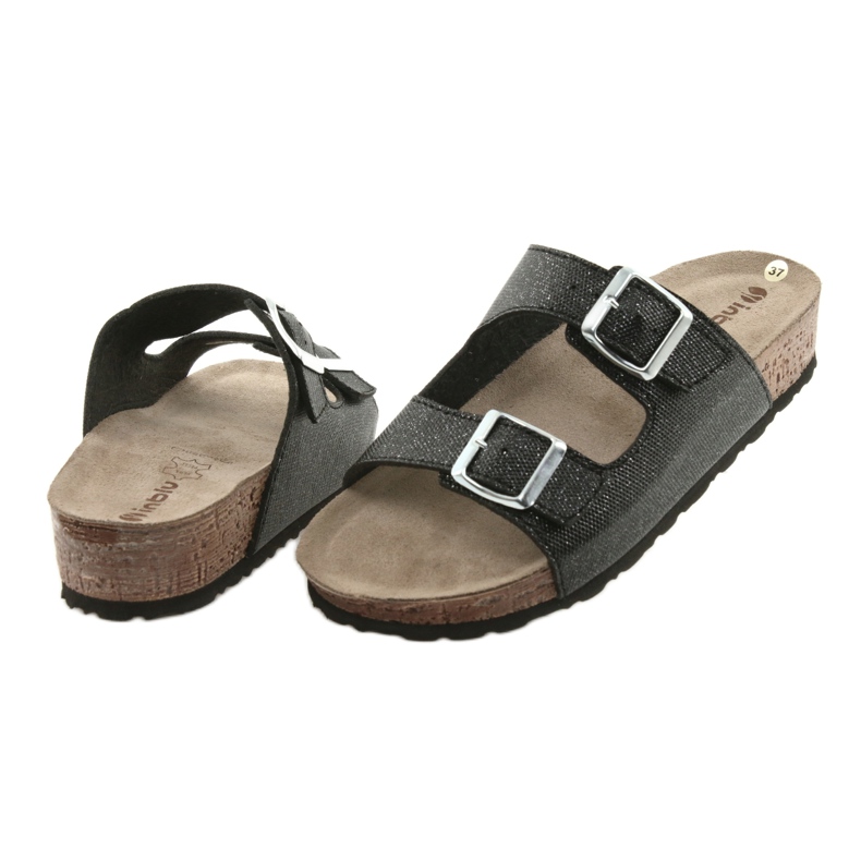 Chaussons femme Inblu NM013 noirs noirs avec particules d'argent 4