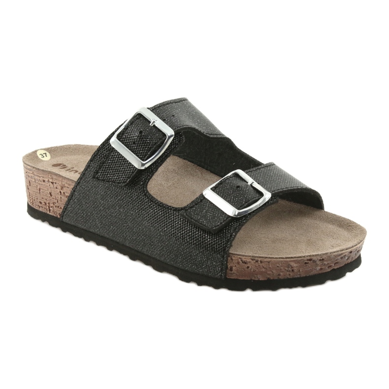 Chaussons femme Inblu NM013 noirs noirs avec particules d'argent 1