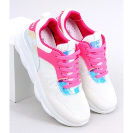 Chaussures de sport blanches et roses BL157 Rose Red 1