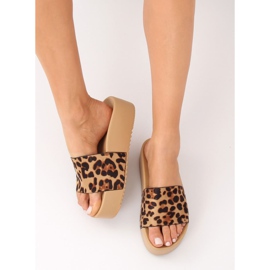 Chaussons à semelles hautes léopard marron N-32 brun 2