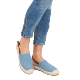 Espadrilles HH-119 BLEU / CAMEL bleu à talons ouverts 3