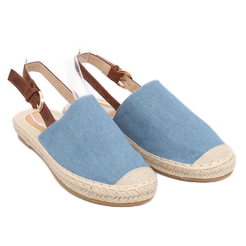 Espadrilles HH-119 BLEU / CAMEL bleu à talons ouverts 2