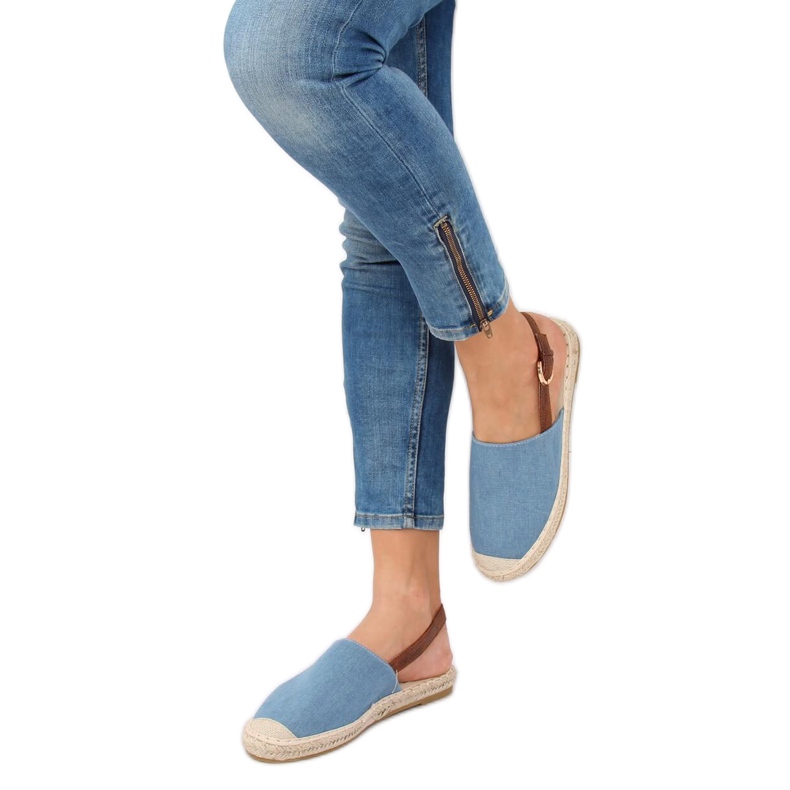 Espadrilles HH-119 BLEU / CAMEL bleu à talons ouverts 1