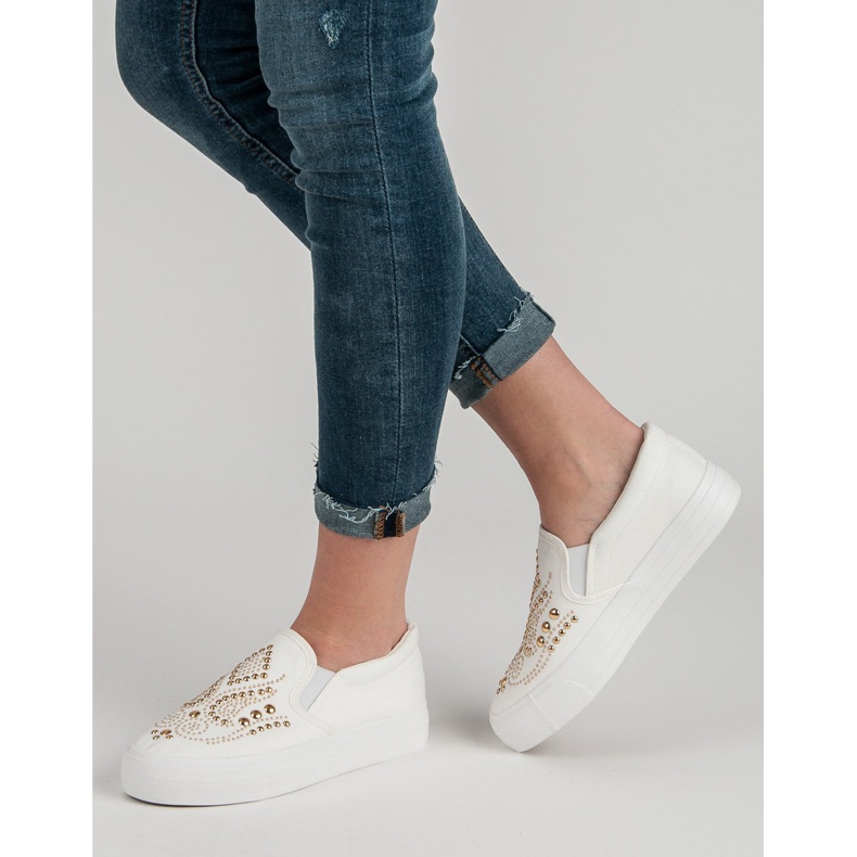 J. Star Slipons Blancs Avec Strass blanche 2 J. Star Slipons Blancs Avec Strass blanche 2