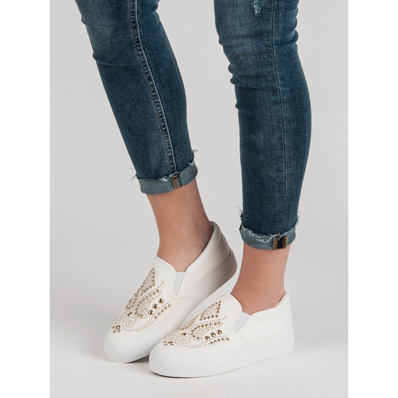 J. Star Slipons Blancs Avec Strass blanche 1 J. Star Slipons Blancs Avec Strass blanche 1