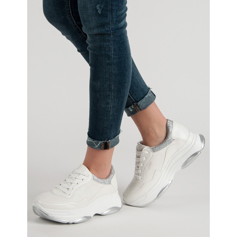 Weide Baskets blanches à paillettes 1