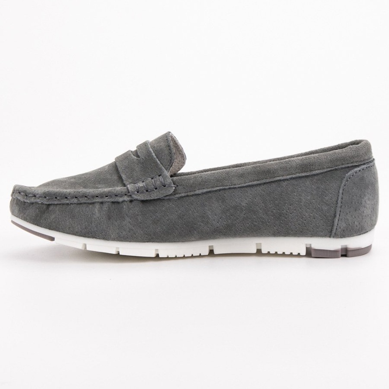 Filippo Mocassins en cuir gris 1