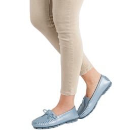 Filippo Mocassins En Cuir Avec Un Noeud bleu 4